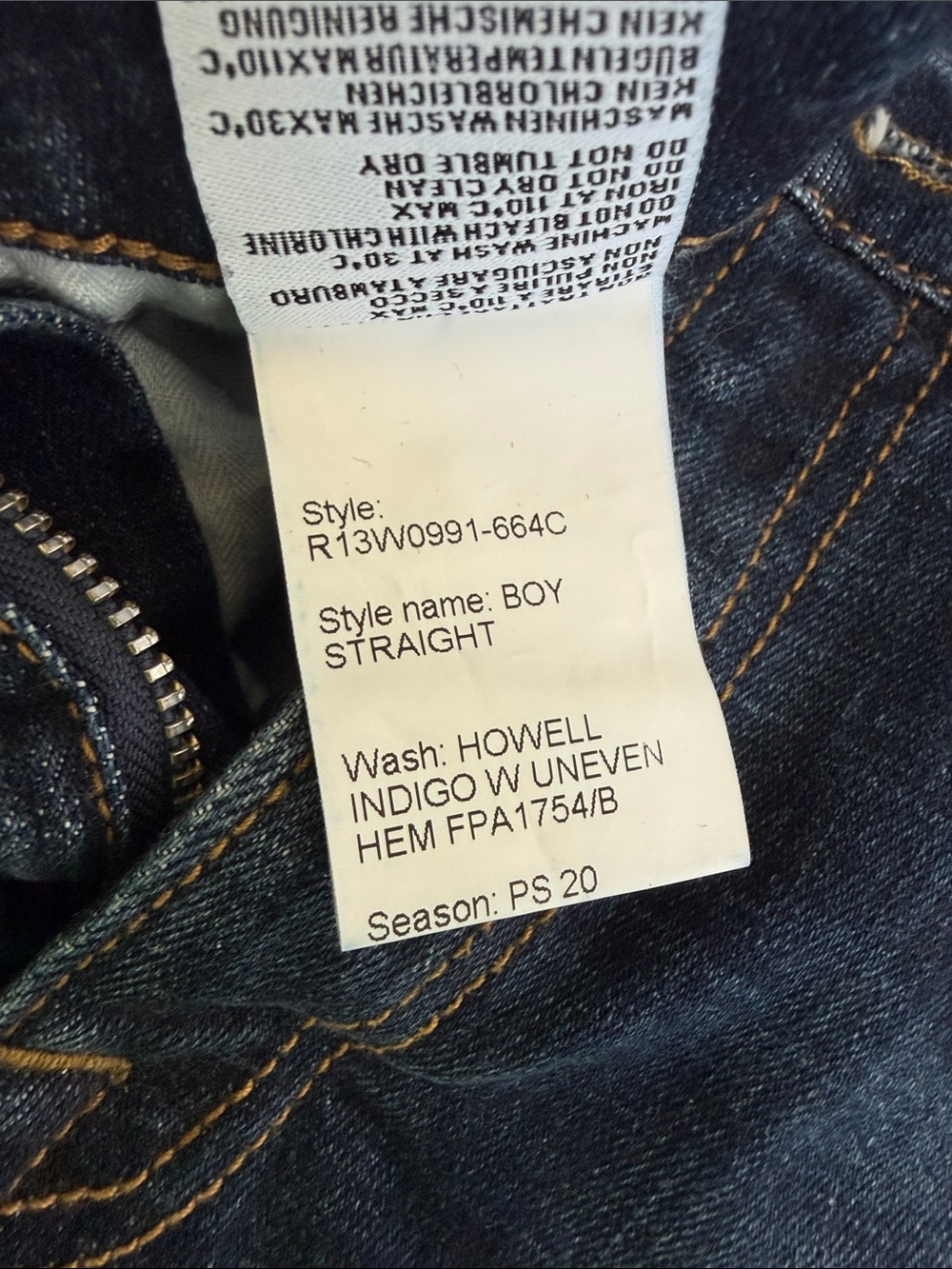 R13 BOY STRAIGHT HOWELL INDIGO Uneven Hem Drake Smart R13W0991-664C Sz 29 - Picture 9 of 10